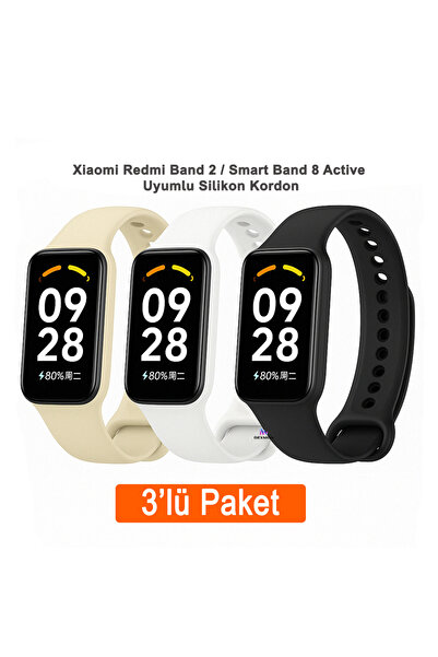 Dexmon Xiaomi Redmi Band 2 / Smart Band 8 Active Uyumlu 3 lü Silikon Kordon Seti Akıllı Saat Bileklik