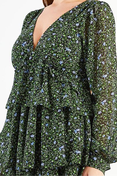 Michael Kors Women Floral Print Mini Dress, Black Combo