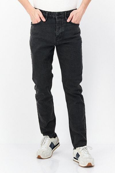 French Connection Men Slim Fit Plain Stretchable Jeans, Wash Black