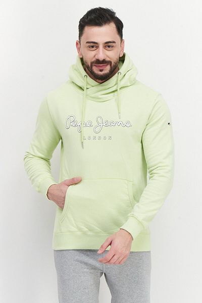Pepe Jeans Men Hooded Graphic Print Long Sleeves Sweatshirt, Mint Green