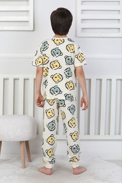 bunny hopp Set pijamale de vară cu model ursuleț pentru băiat, 100% bumbac, jerseu simplu, pieptănat, 3-13 ani