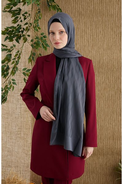 Fatma Atasoy Zigzag Anthracite Jacquard Shawl