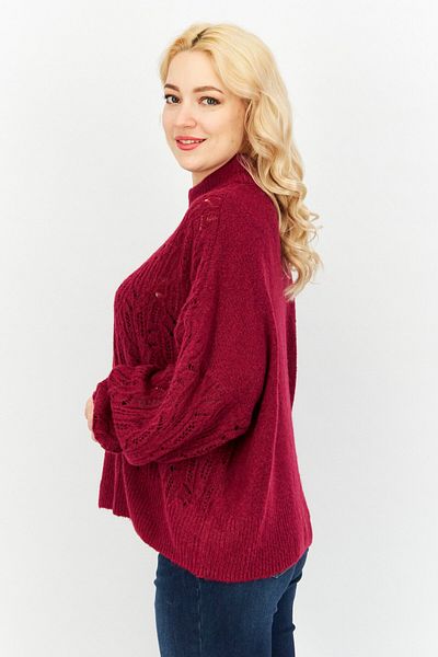 edc Women High-Neck Long Sleeves Textured Sweater, Dark Pink