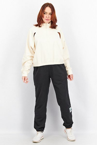 adidas Women Sportswear Fit Long Sleeve Training Fleece Sweatshirt, Beige