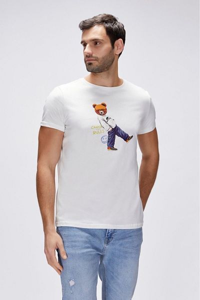 Bad Bear Nash White Men's Printed T-Shirt Men's White T-Shirt