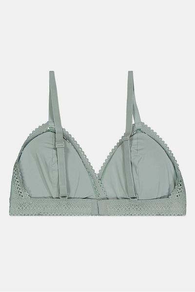 Etam Women Padded Textured Triangle Bra, Sage Green