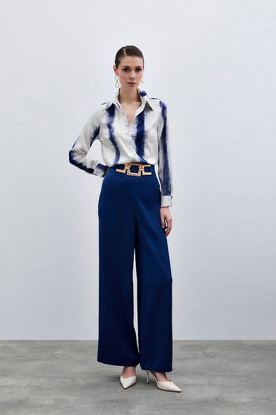Sateen Cămașă clasică cu model - Sax Blue