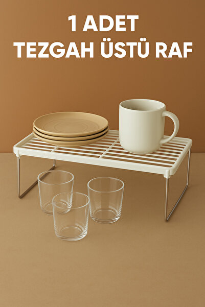 Lira Dolap Içi Raf Düzenleyici Plastik Mutfak Tezgah Üstü Yer Kazandıran Orga...