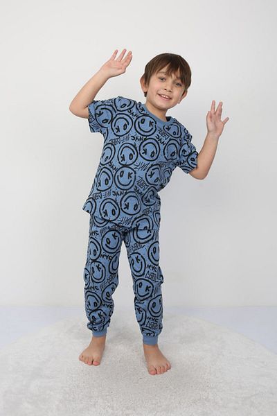 bunny hopp Set pijamale de vară cu model pentru băiat, 100% bumbac, jerseu simplu, pieptănat, 3-13 ani