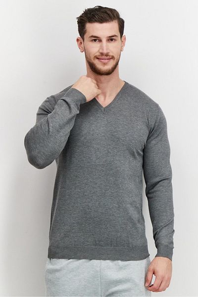 Sorbino Men V-neck Solid Long Sleeve Sweatshirts, Grey