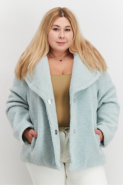 Kensie جاكيت نسائي ذو ياقة واسعة ومحكم، أزرق فاتح