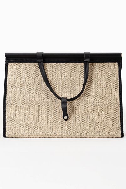 gio&mi Alina Rafya Kağıt Ip Hasır Örgü Kadın Plaj Günlük Omuz Çantası