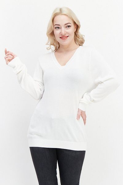 Greg Norman Women V-neck Long Sleeves Textured Sweater, White