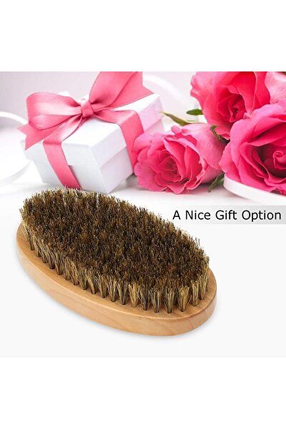 LA PERLA TECH فرشاة لحية للرجال بمقبض خشبي وشعيرات ثابتة لترويض وتنعيم شعر ال...