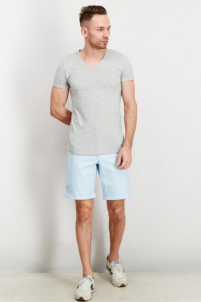 French Connection Men Regular Fit Plain Chino Shorts, Angel Blue