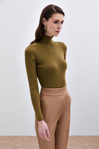 Sateen Tam Balıkçı Triko - Küf Yeşili