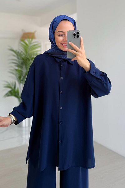 Ka Hijab Navy Blue Pearly Suit