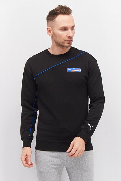 Puma Men Sportswear Fit Crew Neck Long Sleeve Brand Logo Sweatshirt, Black