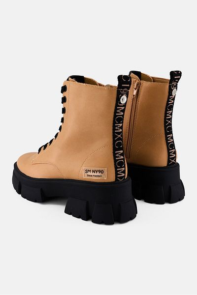 Steve Madden Women Tanker Lace Up Ankle Boots, Tan