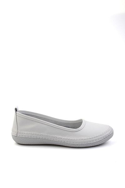 Bambi White Leather Women's Ballerinas K01303018403