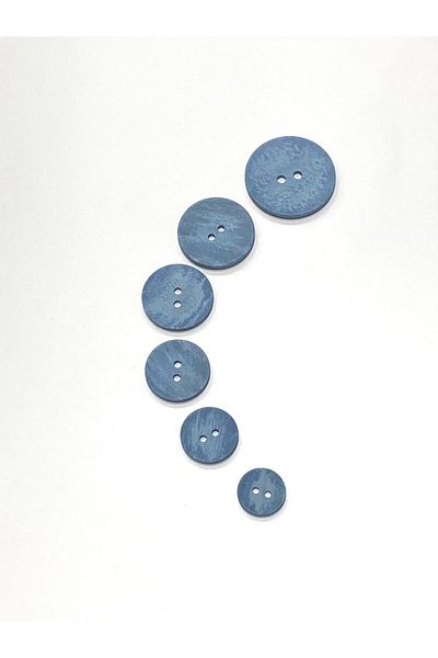 karantuhafiye Wooden Look Plastic Button / Set of 6 Blue / 02749/ 1.8 cm
