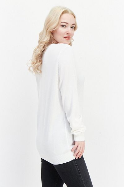 Greg Norman Women V-neck Long Sleeves Textured Sweater, White