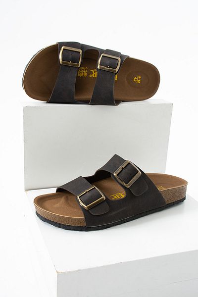 ALC Men's Orthopedic Daily Cork Non-Slip Sole Buckle Stylish Home and Outdoor Slippers