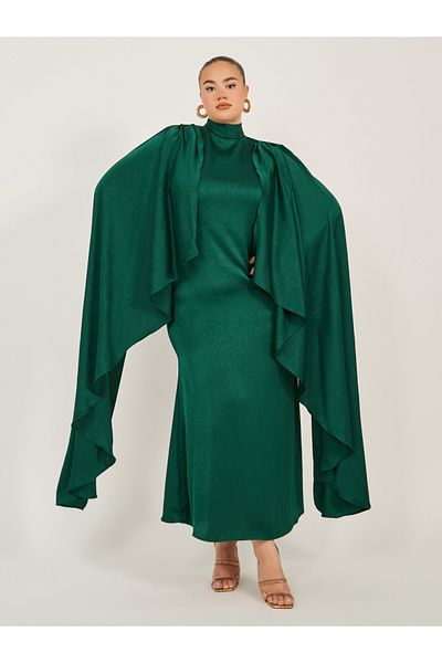Styli Plain Long Sleeves A-Line Maxi Dress