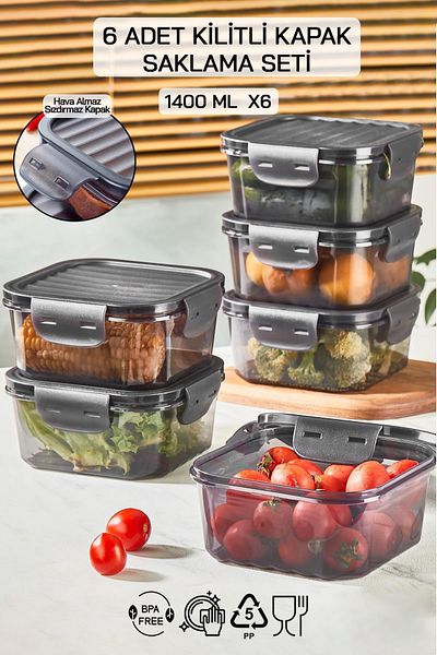 HOMENIVA 12 Pieces Square Locked Leakproof Lid Quality Breakfast Storage Container