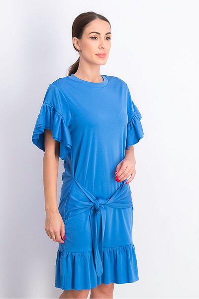 Scotch & Soda Women Plain Flounce Dress, Mirage Blue