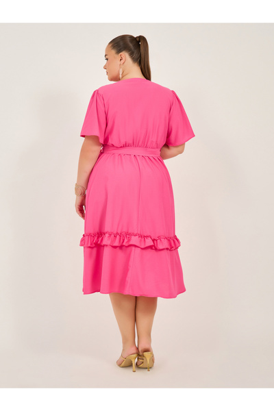 Styli Solid A-LINE MIDI DRESS WITH BELT