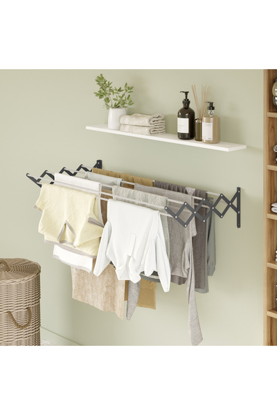 Magic Dryer Çelik Gövde Akordiyon Çamaşır Kurutmalık - Duvara Monte, 9 Gözlü,...