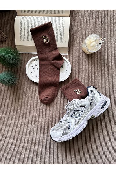 AYDK Coffee Bean Embroidered Single Summer Winter Casual Unisex Socks