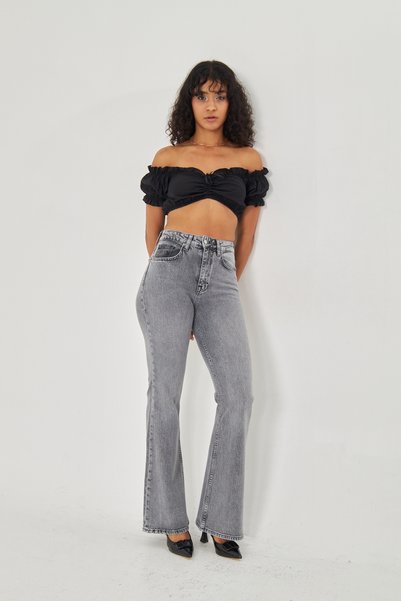 cracpot Pantaloni de damă din bumbac cu talie înaltă