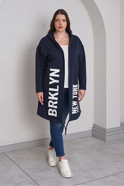 Büyük Moda 54386 Cardigan fără buzunar cu imprimeu text
