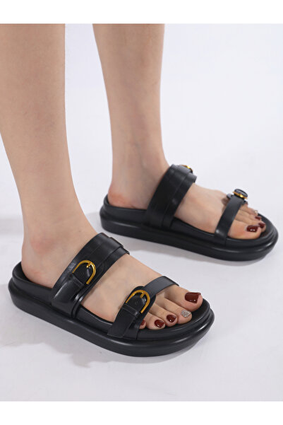 Sneak-a-Peek By Styli Comfort Double Buckle Flatform Sandals