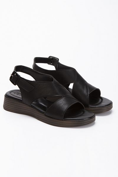 bakka shoes Sandale ortopedice cu detalii încrucișate pentru femei negre
