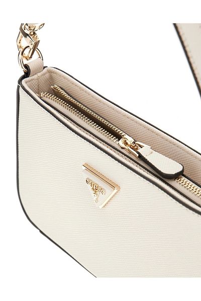 Guess Дамска мини чанта NOELLE MINI TOP CIP SHOULDER в цвят екрю HWZG7879720-BON