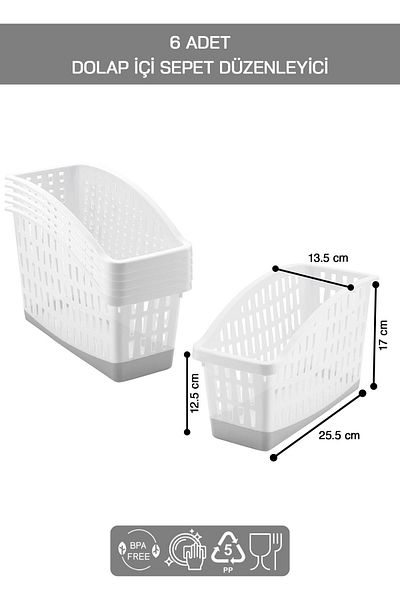 HOMENIVA Luxury Maxi 6 Piece Refrigerator Organizer, In-Cabinet Basket Organizer