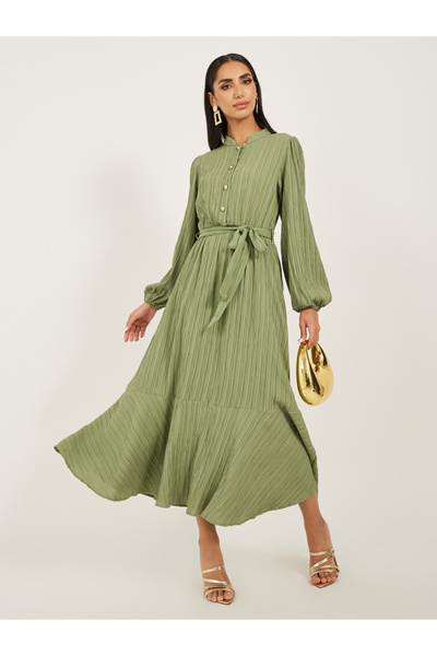 Styli فستان ماكسي بأكمام مكشكشة وقصة A