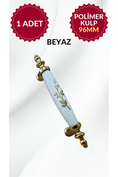 MKLAKS 96mm Polimer Plastik BEYAZ-CROM Mobilya Çekmece Dolap Kulp Dayanıklı V...