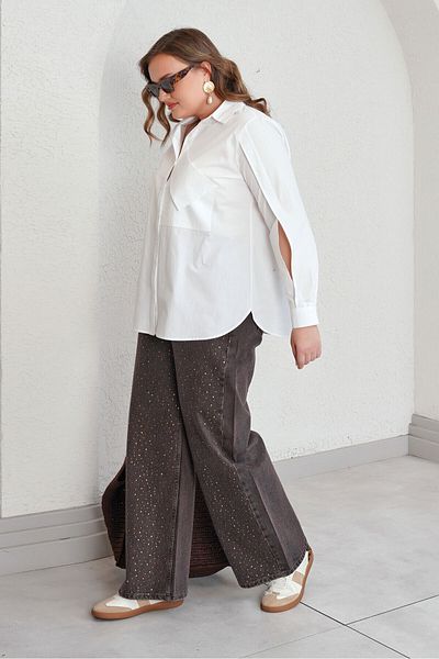 Büyük Moda Cotton Shirt with Sleeve Detail