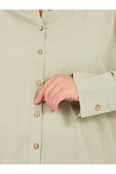 Styli Solid Button Down Oversized Long Sleeve Shirt