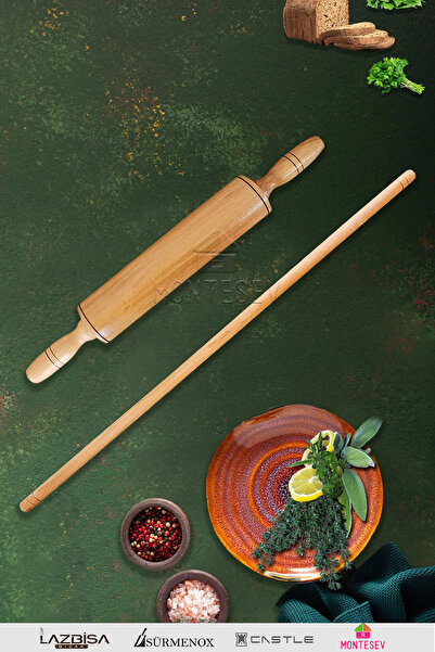 MONTESEV Zümrüt Serisi Dönerli Ahşap Hamur Açma Merdanesi Ve Oklavası Hamur Ş...