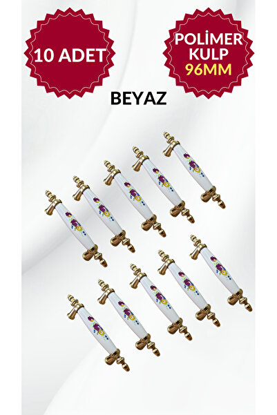 MKLAKS 96mm Polimer Plastik BEYAZ-CROM Mobilya Çekmece Dolap Kulp Dayanıklı V...