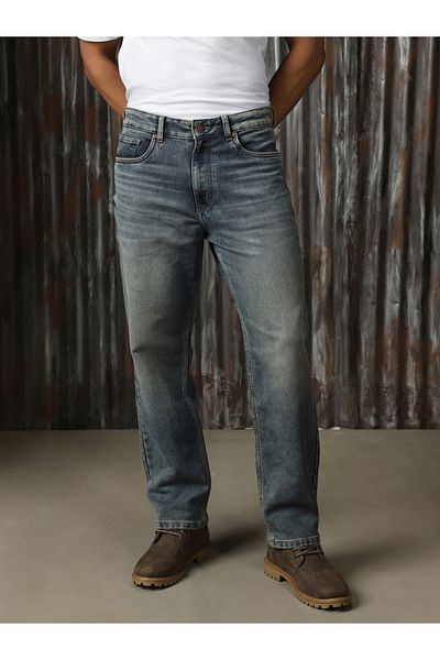 High Star By Styli Mid Rise Faded Regular Fit Jeans