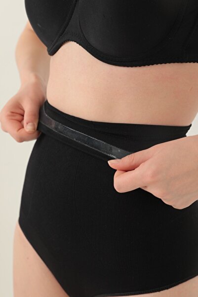 BARUCCA Basen Toparlayıcı Bel Kalça Sıkılaştırıcı Yüksek Bel Siyah Slip Seamless Korse
