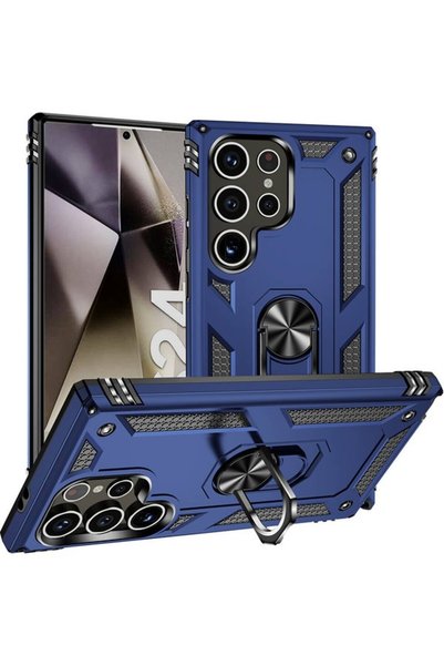tekno grup Galaxy S24 Ultra Case with Ring Magnetic Vega Cover Navy Blue + Gl...