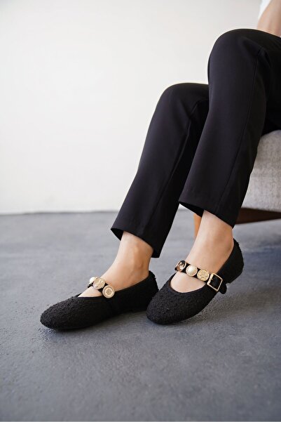 GOFFSHOES Kadın Venily Pullu Düz Babet - Siyah