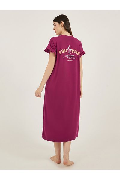 Styli Burgundy Short Sleeve Nightdress